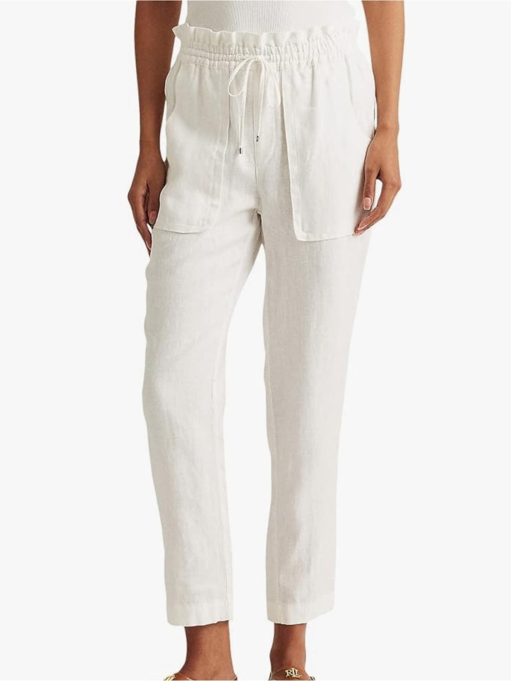 Lauren Ralph Lauren Natural White Linen Drawstring Chinos